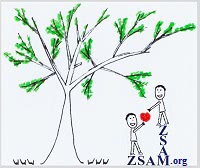 picture 3 of 3: The person with the big red heart formed apple gives it to the other person. We are all together ZSAM!